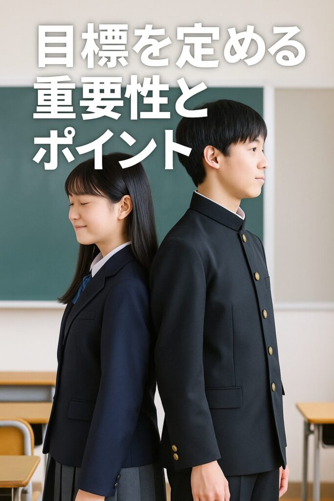 教室で背中合わせに立って背比べをする男女の高校生