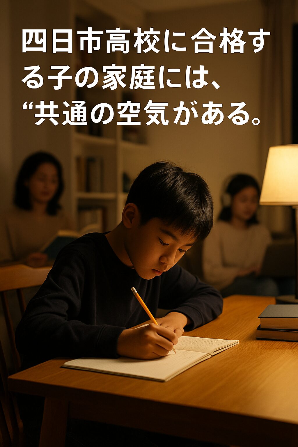 四日市高校に合格する子どもの家庭に共通する空気感を表した学習風景の写真