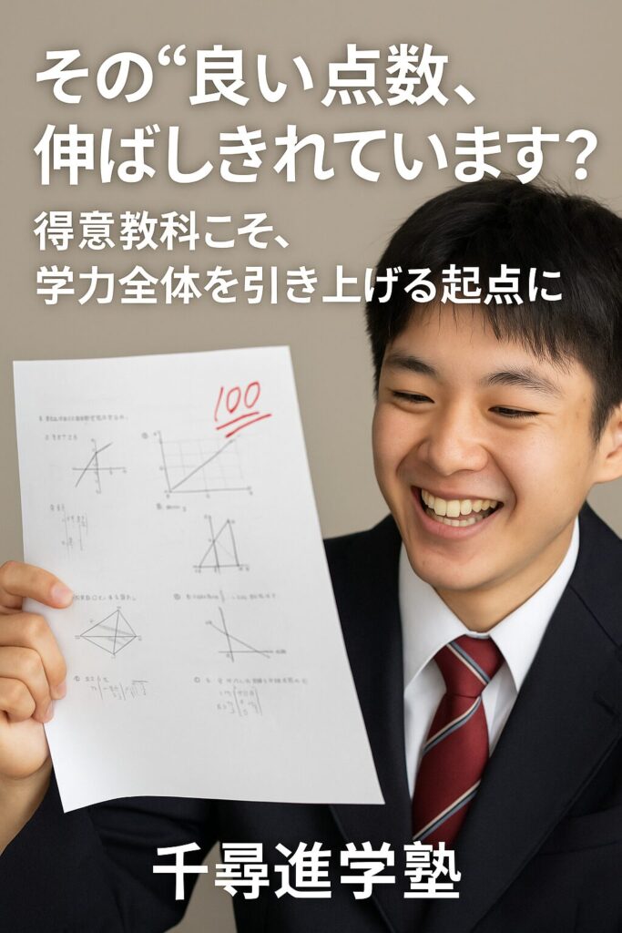 満点の答案を手に笑顔を見せる男子高校生