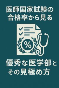 医師国家試験の合格率から見る優秀な医学部とその見極め方をテーマにした縦長のアイキャッチ画像