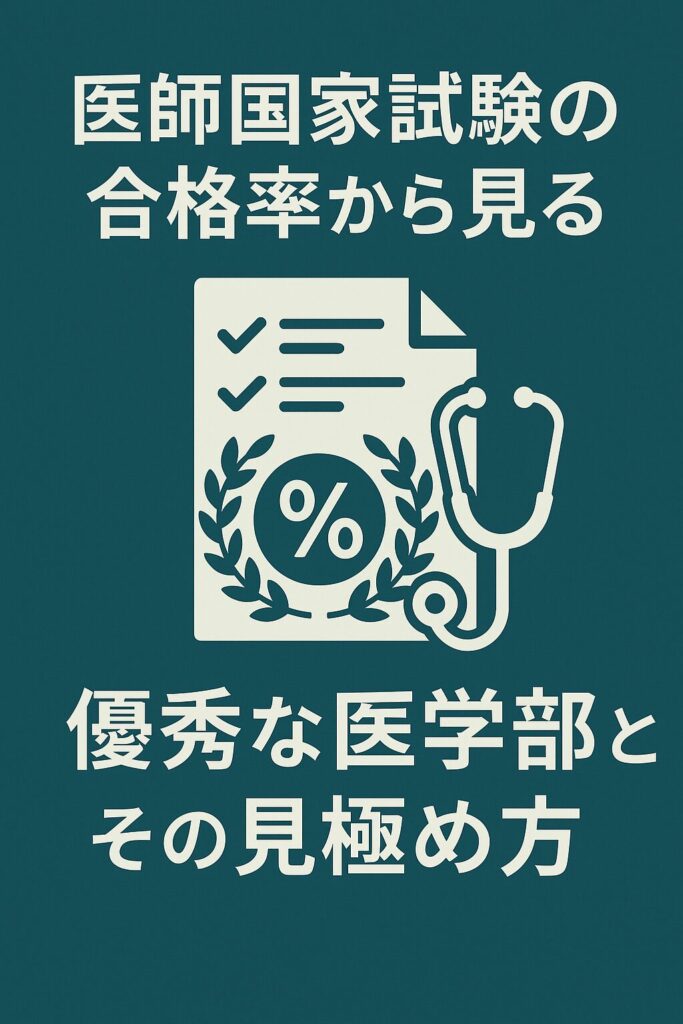 医師国家試験の合格率から見る優秀な医学部とその見極め方をテーマにした縦長のアイキャッチ画像