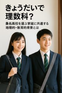 桑名高校理数科を目指す制服姿のきょうだい（ブレザーに緑のネクタイ）