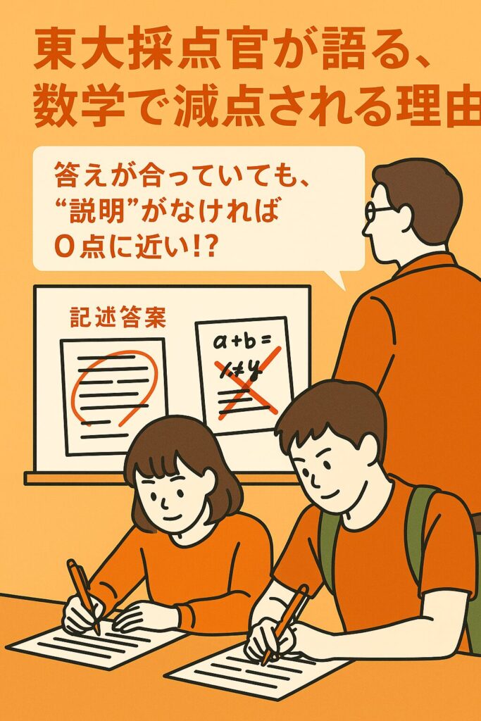 男女の高校生が机に向かって集中して記述問題に取り組む様子（イラスト風）