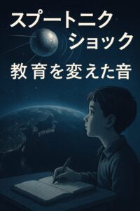スプートニク衛星を見上げる少年と「スプートニク・ショック 教育を変えた音」という文字
