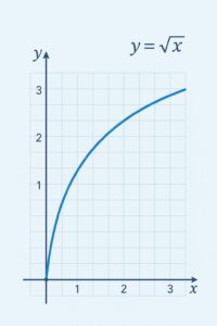 平方根関数 y=√x のグラフをデザイン的に表現したイラスト（縦長9:10）