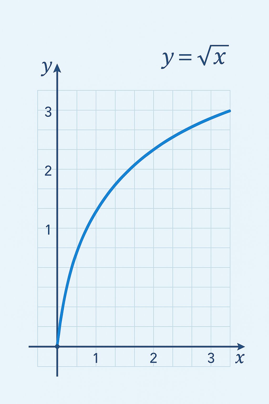 平方根関数 y=√x のグラフをデザイン的に表現したイラスト（縦長9:10）