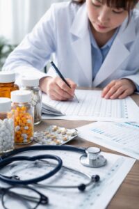 薬剤師国家試験に向けて勉強する薬学部の学生